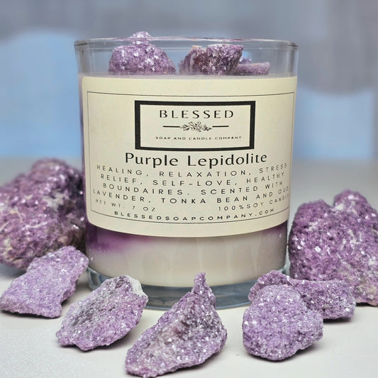 Purple Lepidolite Candle